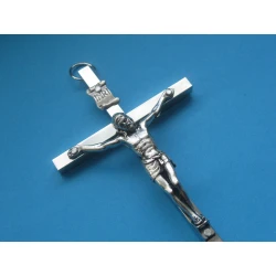 Krzyż metalowy kolor srebrny 14 cm